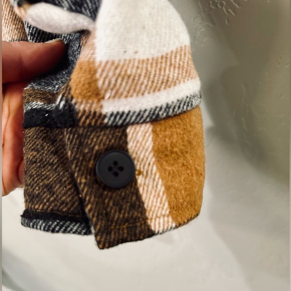 Nine Britton Boyfriend Shacket Plaid Flannel Almond Brown Black SZ XL/XXL NWT - Picture 12 of 16